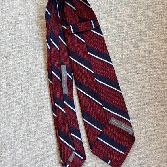 Daniel Cremieux Signature Sevenfold Red Navy White Necktie - Picture 2 of 3